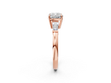 Rose gold Cushion Cut Diamond Ring with Tapered Baguette Side Stones in Four-Prong Setting_18