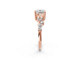 Rose gold Cushion Cut Diamond Scattered Round Accent Ring with Prong Setting_14