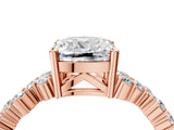 Rose gold Cushion Cut Diamond Scattered Round Accent Ring with Prong Setting_16