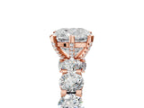 Rose gold Cushion Cut Diamond Side Stone Engagement Ring with Four-Prong Setting_29