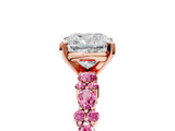 Rose gold Cushion Cut Diamond Side Stone Solitaire Ring with Round with Pink Sapphire side stone and Four-Prong Setting_5