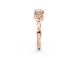 Rose gold Cushion Cut Diamond Solitaire Celtic Knot Ring with Four-Prong Setting_94