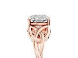 Rose gold Cushion Cut Diamond Solitaire Celtic Knot Ring with Four-Prong Setting_97