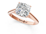 Rose gold Cushion Cut Diamond Solitaire Engagement Ring with Cathedral Setting and Four-Prong Mount_99
