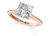 Rose gold Cushion Cut Diamond Solitaire Engagement Ring with Classic Band and Four-Prong Setting_26