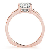 Rose gold Cushion Cut Diamond Solitaire Engagement Ring with Four-Prong Setting and Plain Band 2