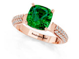 Rose gold Cushion Cut Diamond Solitaire Engagement Ring with Pavé Band and Four-Prong Setting_1
