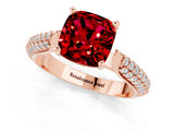 Rose gold Cushion Cut Diamond Solitaire Engagement Ring with Pavé Band and Four-Prong Setting_1