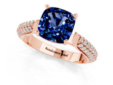 Rose gold Cushion Cut Diamond Solitaire Engagement Ring with Pavé Band and Four-Prong Setting_1