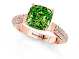 Rose gold Cushion Cut Diamond Solitaire Engagement Ring with Pavé Band and Four-Prong Setting_1