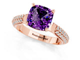Rose gold Cushion Cut Diamond Solitaire Engagement Ring with Pavé Band and Four-Prong Setting_1