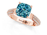 Rose gold Cushion Cut Diamond Solitaire Engagement Ring with Pavé Band and Four-Prong Setting_1