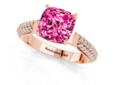 Rose gold Cushion Cut Diamond Solitaire Engagement Ring with Pavé Band and Four-Prong Setting_1