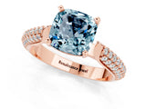 Rose gold Cushion Cut Diamond Solitaire Engagement Ring with Pavé Band and Four-Prong Setting_1