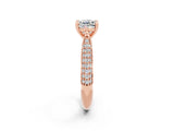 Rose gold Cushion Cut Diamond Solitaire Engagement Ring with Pavé Band and Four-Prong Setting_2