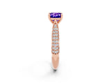 Rose gold Cushion Cut Diamond Solitaire Engagement Ring with Pavé Band and Four-Prong Setting_2