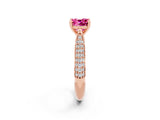Rose gold Cushion Cut Diamond Solitaire Engagement Ring with Pavé Band and Four-Prong Setting_2