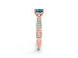 Rose gold Cushion Cut Diamond Solitaire Engagement Ring with Pavé Band and Four-Prong Setting_2
