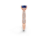 Rose gold Cushion Cut Diamond Solitaire Engagement Ring with Pavé Band and Four-Prong Setting_2