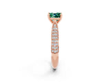 Rose gold Cushion Cut Diamond Solitaire Engagement Ring with Pavé Band and Four-Prong Setting_2