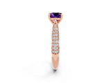 Rose gold Cushion Cut Diamond Solitaire Engagement Ring with Pavé Band and Four-Prong Setting_2