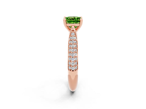 Rose gold Cushion Cut Diamond Solitaire Engagement Ring with Pavé Band and Four-Prong Setting_2