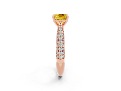 Rose gold Cushion Cut Diamond Solitaire Engagement Ring with Pavé Band and Four-Prong Setting_2