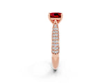 Rose gold Cushion Cut Diamond Solitaire Engagement Ring with Pavé Band and Four-Prong Setting_2
