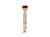 Rose gold Cushion Cut Diamond Solitaire Engagement Ring with Pavé Band and Four-Prong Setting_2