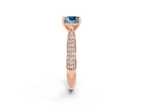 Rose gold Cushion Cut Diamond Solitaire Engagement Ring with Pavé Band and Four-Prong Setting_2