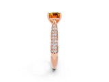 Rose gold Cushion Cut Diamond Solitaire Engagement Ring with Pavé Band and Four-Prong Setting_2