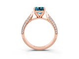 Rose gold Cushion Cut Diamond Solitaire Engagement Ring with Pavé Band and Four-Prong Setting_3