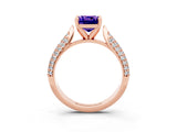 Rose gold Cushion Cut Diamond Solitaire Engagement Ring with Pavé Band and Four-Prong Setting_3