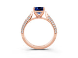Rose gold Cushion Cut Diamond Solitaire Engagement Ring with Pavé Band and Four-Prong Setting_3