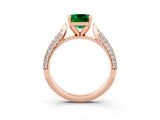 Rose gold Cushion Cut Diamond Solitaire Engagement Ring with Pavé Band and Four-Prong Setting_3