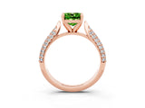 Rose gold Cushion Cut Diamond Solitaire Engagement Ring with Pavé Band and Four-Prong Setting_3