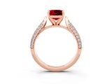 Rose gold Cushion Cut Diamond Solitaire Engagement Ring with Pavé Band and Four-Prong Setting_3