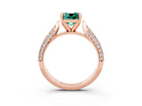 Rose gold Cushion Cut Diamond Solitaire Engagement Ring with Pavé Band and Four-Prong Setting_3
