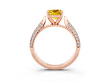 Rose gold Cushion Cut Diamond Solitaire Engagement Ring with Pavé Band and Four-Prong Setting_3