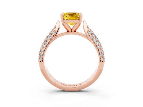 Rose gold Cushion Cut Diamond Solitaire Engagement Ring with Pavé Band and Four-Prong Setting_3