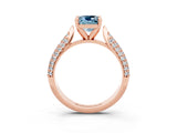 Rose gold Cushion Cut Diamond Solitaire Engagement Ring with Pavé Band and Four-Prong Setting_3