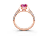 Rose gold Cushion Cut Diamond Solitaire Engagement Ring with Pavé Band and Four-Prong Setting_3