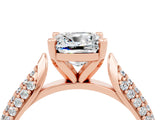 Rose gold Cushion Cut Diamond Solitaire Engagement Ring with Pavé Band and Four-Prong Setting_4