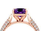 Rose gold Cushion Cut Diamond Solitaire Engagement Ring with Pavé Band and Four-Prong Setting_4