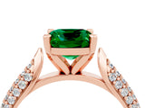 Rose gold Cushion Cut Diamond Solitaire Engagement Ring with Pavé Band and Four-Prong Setting_4