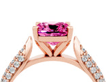 Rose gold Cushion Cut Diamond Solitaire Engagement Ring with Pavé Band and Four-Prong Setting_4