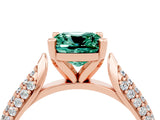 Rose gold Cushion Cut Diamond Solitaire Engagement Ring with Pavé Band and Four-Prong Setting_4