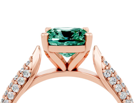Rose gold Cushion Cut Diamond Solitaire Engagement Ring with Pavé Band and Four-Prong Setting_4