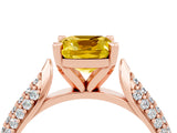 Rose gold Cushion Cut Diamond Solitaire Engagement Ring with Pavé Band and Four-Prong Setting_4