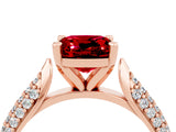 Rose gold Cushion Cut Diamond Solitaire Engagement Ring with Pavé Band and Four-Prong Setting_4